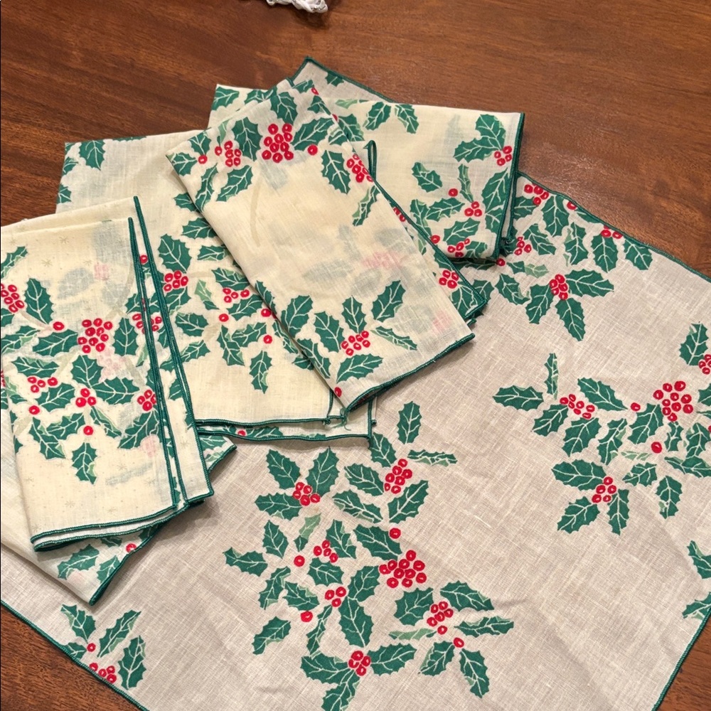 Festive Holly Print Napkins